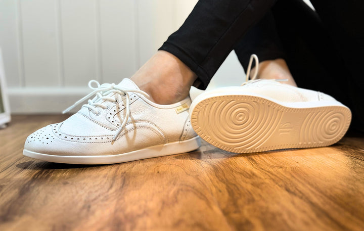 Premium White Sneaker With Raised Pivot Points Spin Spot 