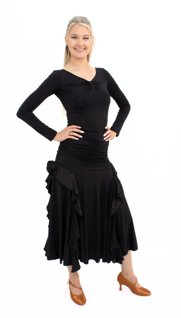 M009 - Ladies Ballroom Dance Skirt in Black