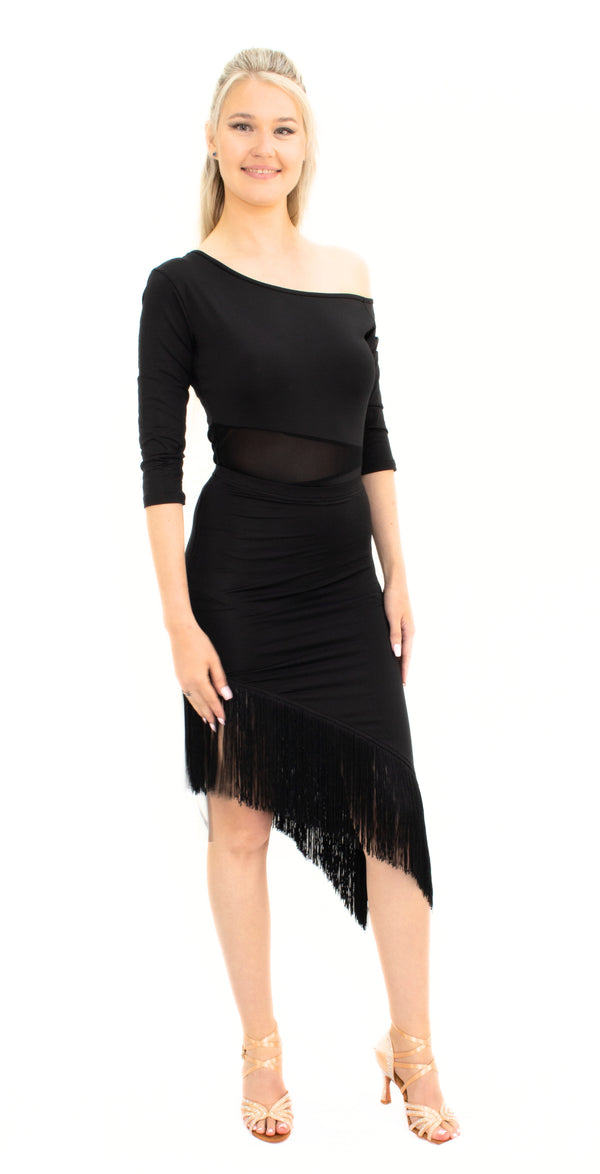 2071B - Ladies Latin Dance Skirt in Black