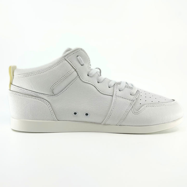 Premium Men's High Top Dance Sneaker In White Leather Featuring Raised Duo Pivot Spin Spots Out Sole