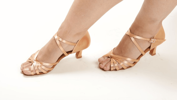 Premium Beige Latin Dance Heel In 2.25 Inch Flared Heel