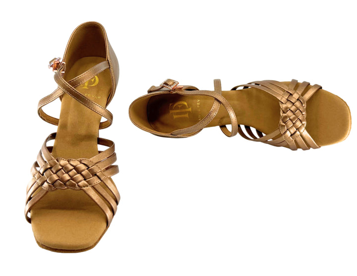 Premium Latin America latin dance sandal in bronze micro fibre and 3 inch stiletto heel 