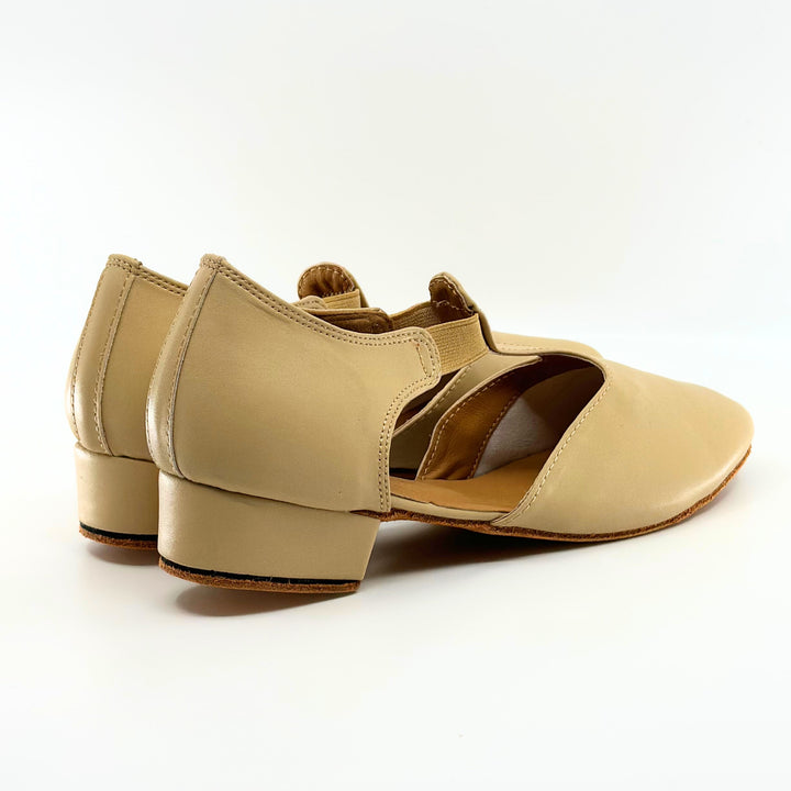 Ladies Character Dance Shoes In Tan Vegan Leather 