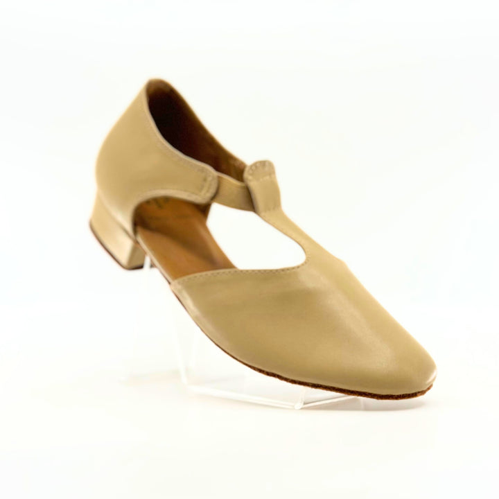 Ladies Character Dance Shoes In Tan Vegan Leather 