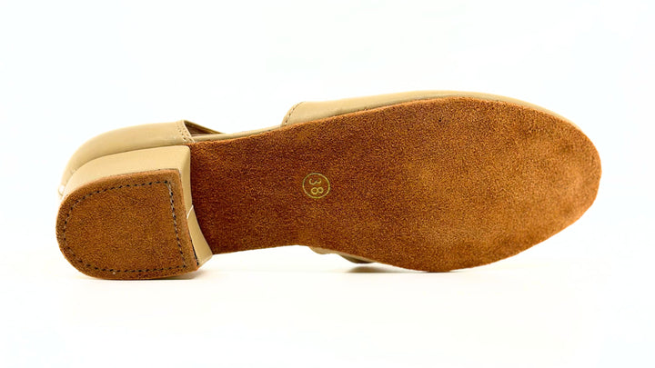 Ladies Character Dance Shoes In Tan Vegan Leather 