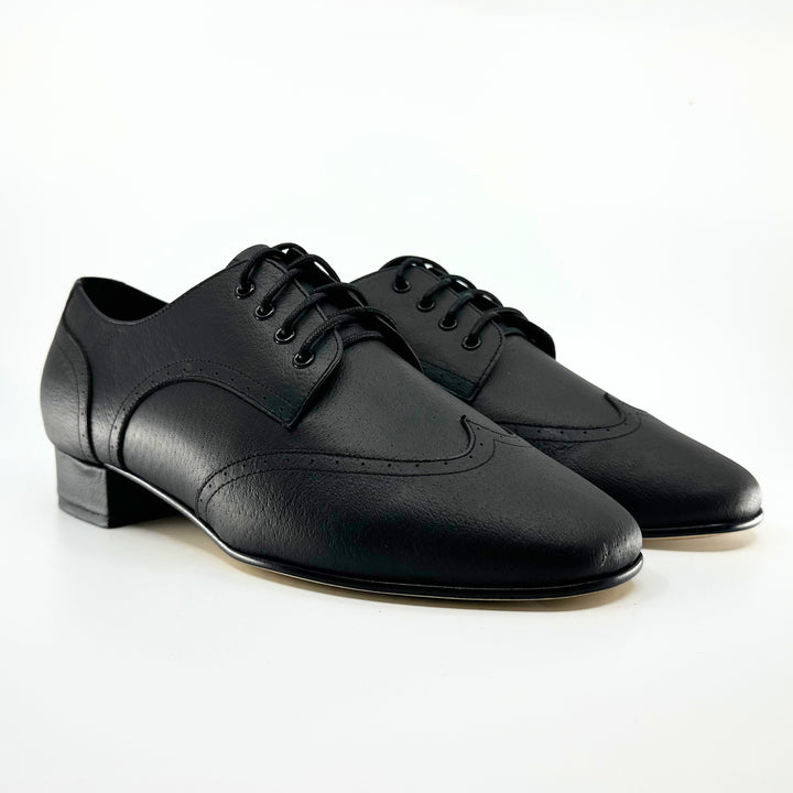Men's premium black leather dance shoes with hard leather sole 