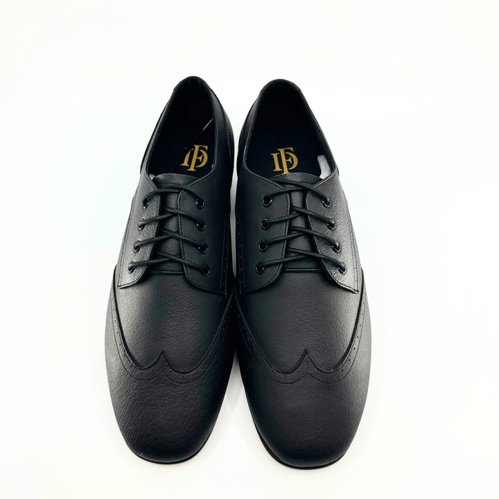Men's premium black leather dance shoes with hard leather sole 