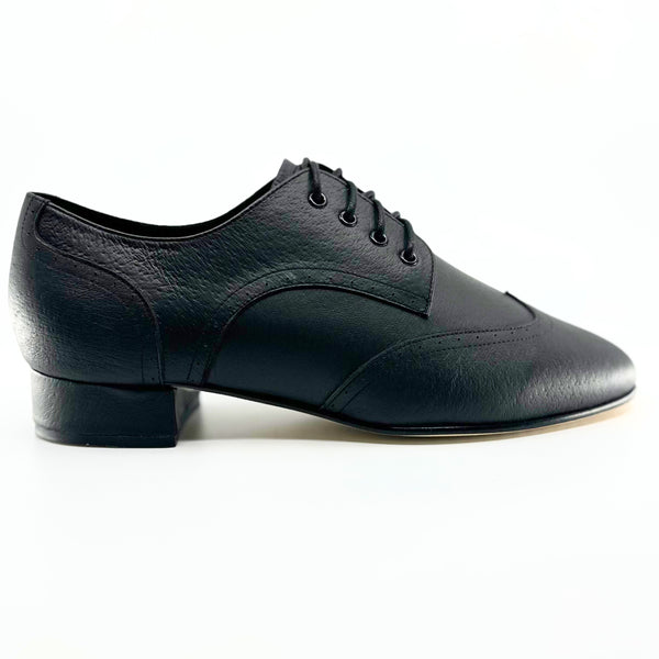 Men's premium black leather dance shoes with hard leather sole 