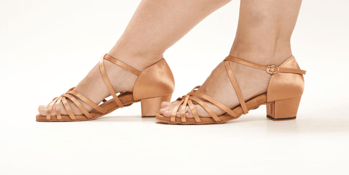 Classic Latin Sandal In Tan With Cuban Heel