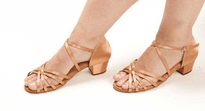 Classic Latin Sandal In Tan With Cuban Heel