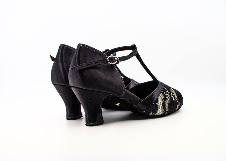 Premium Latin Dance Sandal With Diamanté Tbar Design In 2.25 Inch Spanish Heel