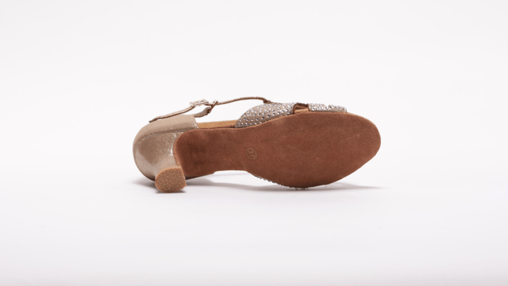 Latin dance heels in shimmer tan with diamanté in 2.25 inch Spanish heel