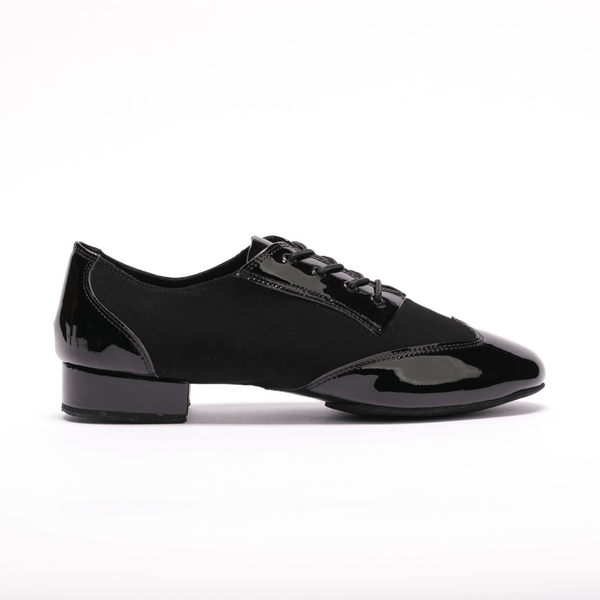 Premium men's spilt sole high performance dance shoes in black patent and nubuck