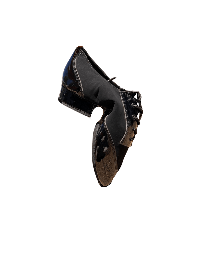Premium men's spilt sole high performance dance shoes in black patent and nubuck