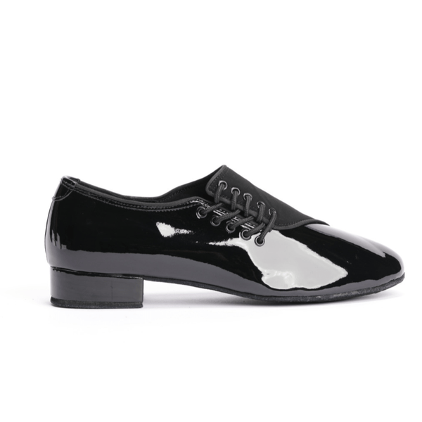 Premium men's high performance dance sport ballroom shoes with black patent and nubuck