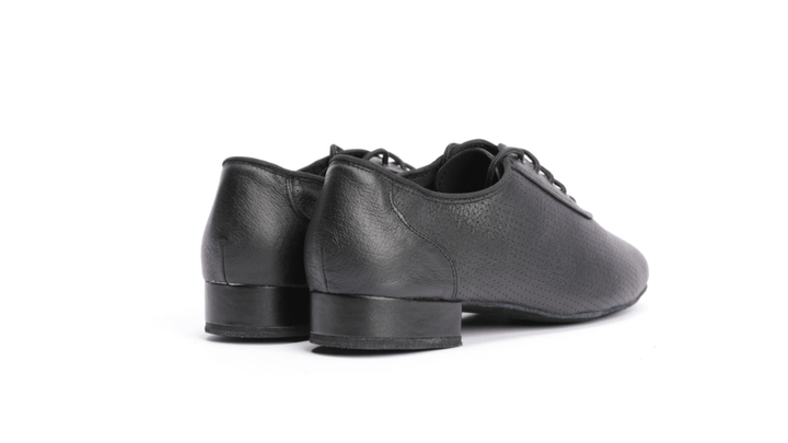 Premium men's perforated practice dance shoes in black leather
