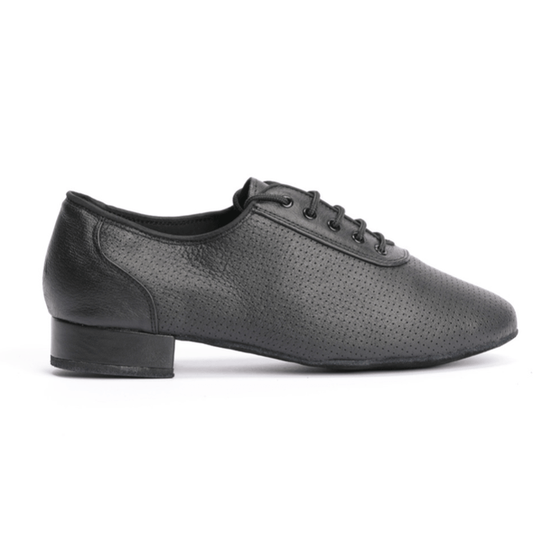 Premium men's perforated practice dance shoes in black leather 