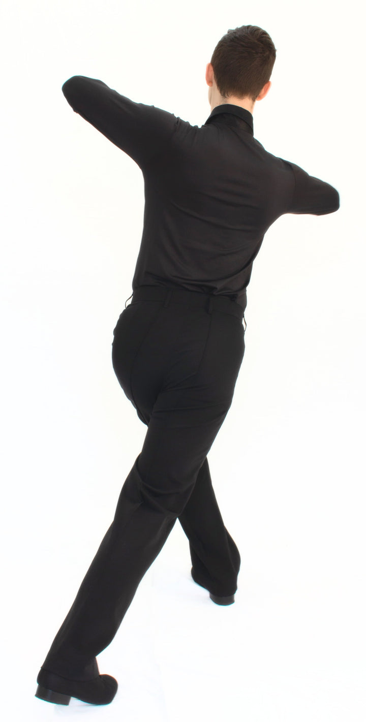 Premium Men's Ballroom Practice Long Sleeve Shirt In Black