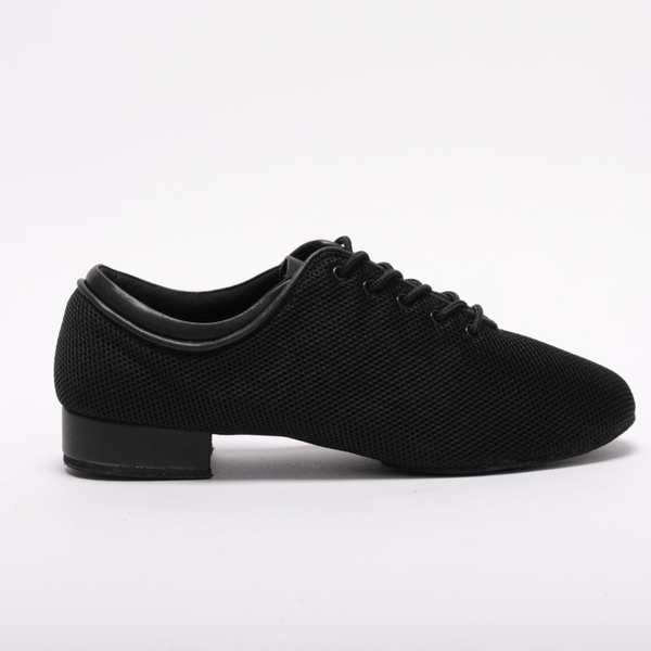 Premium men's practice dance shoes in black micro fibre stretch fabric with split sole 