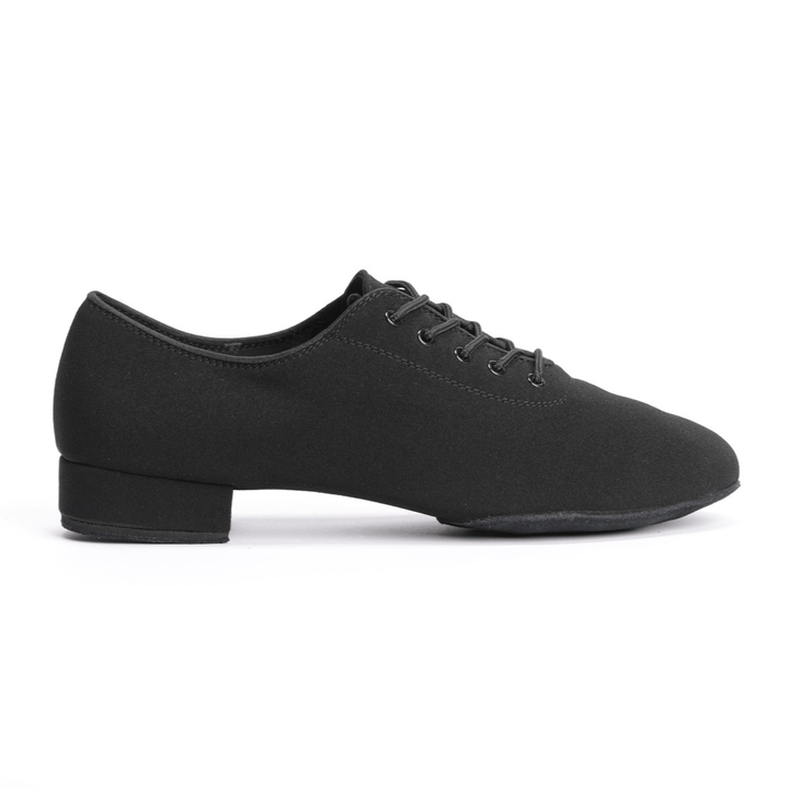 Premium men's split sole ballroom dance shoes in black Oxford stretchy cloth 