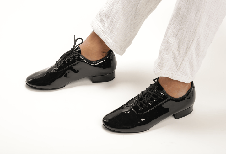 High performance men's split sole dance shoes in black patent