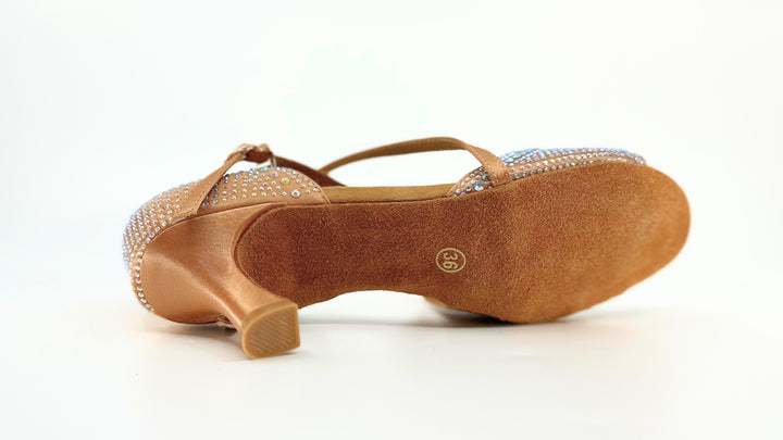 Ladies High Performance Latin Dance Sandal In Light Tan 