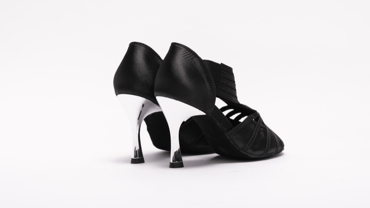 Premium Salsa Heels In Black Satin With 3.3 Inch Stiletto Heel