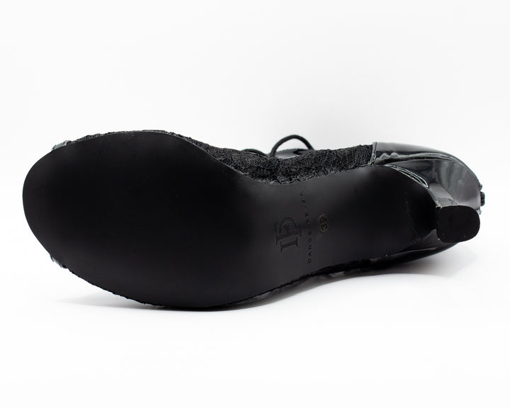 Premium black patent lace women commercial heels latin dance boots