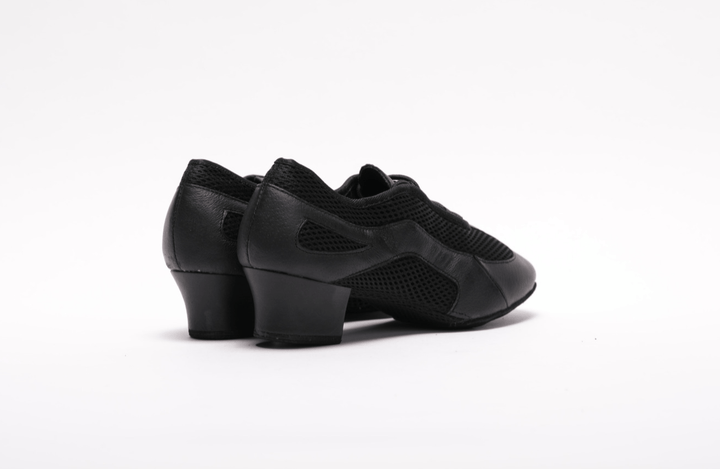 Women Black Leather and mesh training dance shoes 