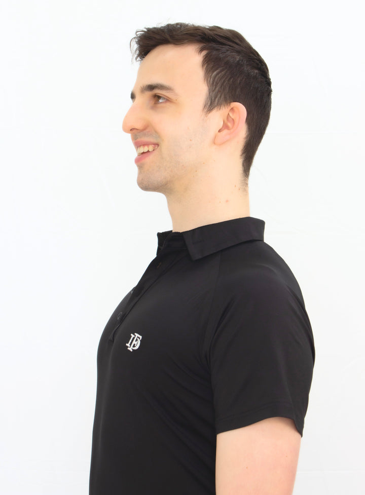 High Stretchy Men's Practice Dance Polo Shirt In Black