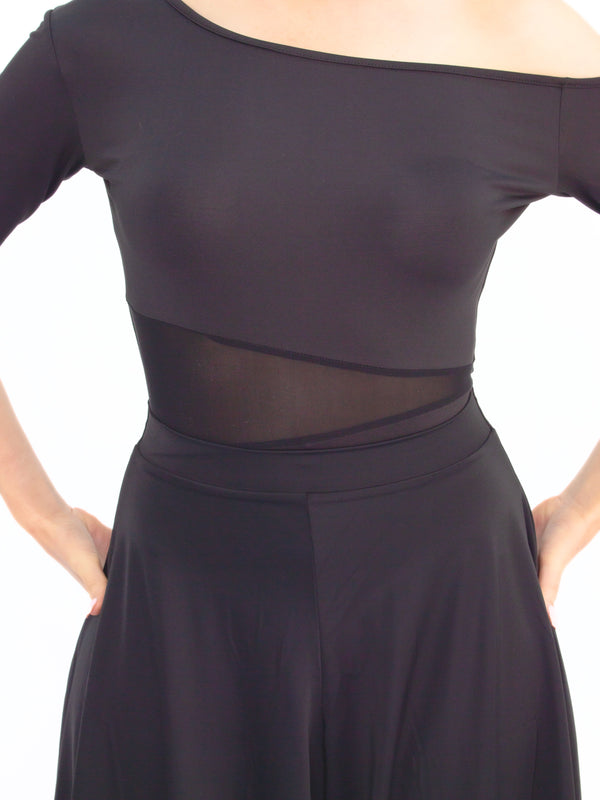 1044 - Ladies Latin Bodysuit in Black