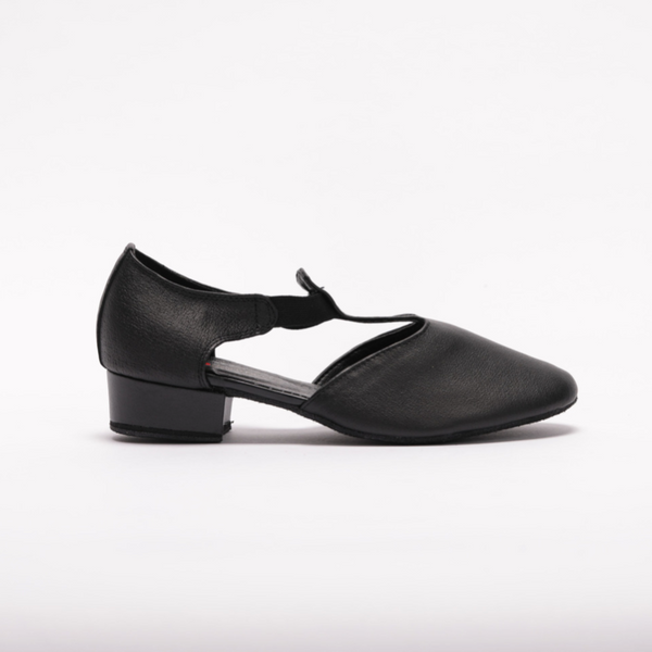 6605B - Ladies, Classic T-Bar, Close Toe, Character Shoe in Black Nubuck Leather.
