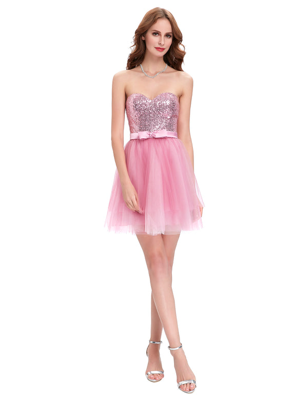 ST000114 - Ladies Short Sequence Formal Wear in Pink